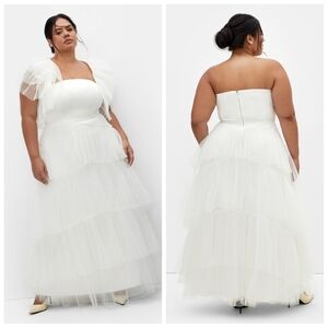 City Chic Sweetheart Coconut Tulle Tiered Maxi Cocktail Dress | US 20 | NWT